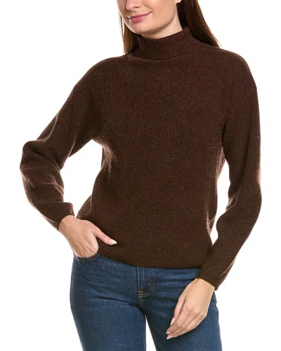 Kier + J Ribbed Turtleneck Wool & Cashmere-blend Sweater In Brown