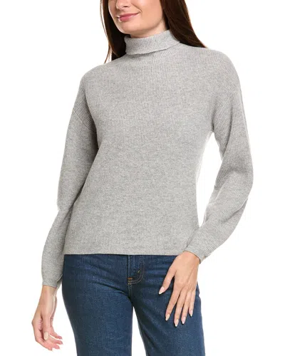 Kier + J Ribbed Turtleneck Wool & Cashmere-blend Sweater In Grey