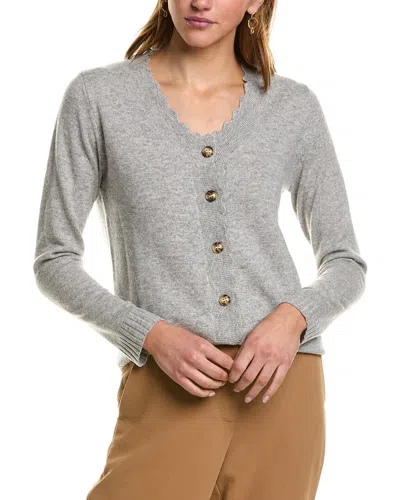 Kier + J Scallop Wool & Cashmere-blend Cardigan In Grey