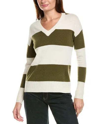 Kier + J Kier+j Striped Cashmere Sweater In Green