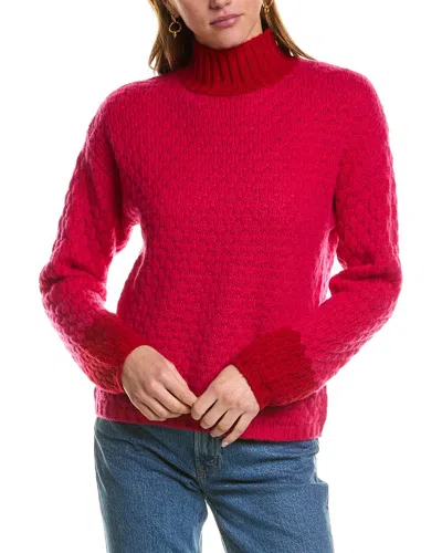Kier + J Textured Turtleneck Wool & Cashmere-blend Sweater In Pink