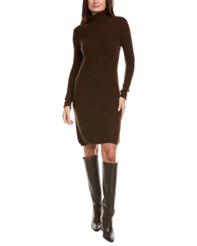 Kier + J Turtleneck Wool & Cashmere-blend Dress In Brown