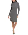 Kier + J Turtleneck Wool & Cashmere-blend Dress In Gray