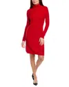 Kier + J Turtleneck Wool & Cashmere-blend Dress In Red