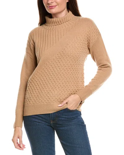 Kier + J Ribbed Turtleneck Wool & Cashmere-blend Sweater In Brown