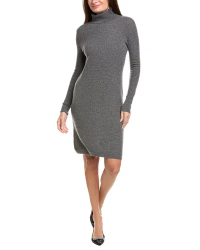 Kier + J Turtleneck Wool & Cashmere-blend Dress In Gray