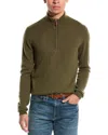 Kier + J Kier+j Wool & Cashmere-blend 1/4-zip Mock Sweater In Green