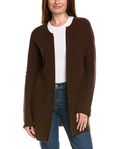 Kier + J Wool & Cashmere-blend Open Cardigan In Brown