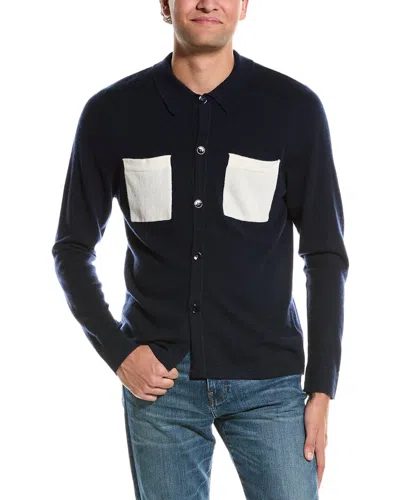 Kier + J Wool & Cashmere-blend Overshirt In Blue
