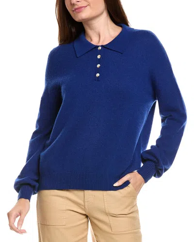 Kier + J Wool & Cashmere-blend Oversized Polo Sweater In Blue