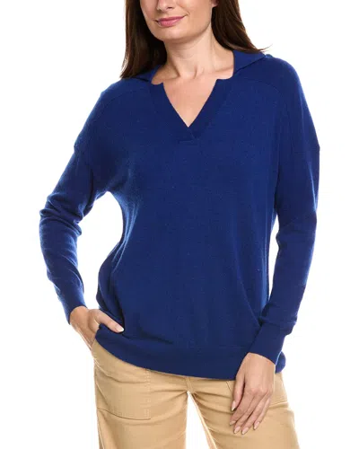 Kier + J Wool & Cashmere-blend Oversized Polo Sweater In Blue