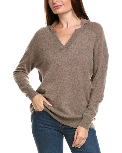 Kier + J Wool & Cashmere-blend Oversized Polo Sweater In Brown