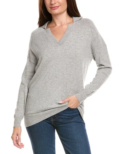 Kier + J Wool & Cashmere-blend Oversized Polo Sweater In Gray