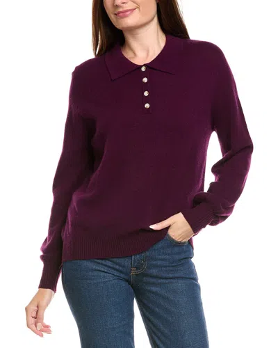 Kier + J Wool & Cashmere-blend Oversized Polo Sweater In Purple