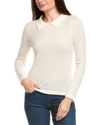 Kier + J Wool & Cashmere-blend Polo Sweater In White