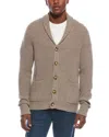 Kier + J Zig Zag Stitch Wool & Cashmere-blend Shawl Collar Cardigan In Brown