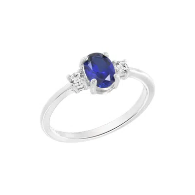 Kiera Women's White Oval Cut Created Sapphire And Lab Grown Diamond Three Stones Ring