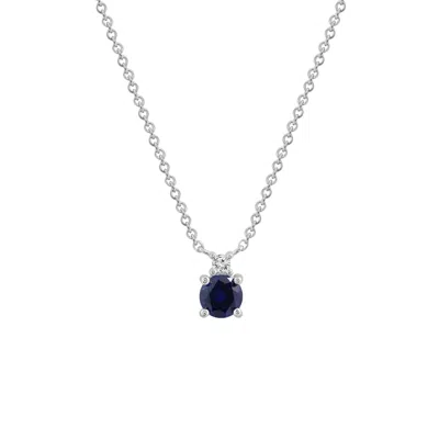 Kiera Women's White Sapphire Round With Lab Grown Diamond Accent Two Stones Pendant Necklace In Black