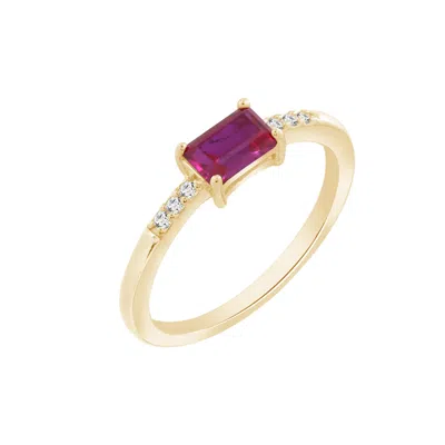 Kiera Women's Yellow 0.5ct Emerald Cut Ruby With Lab Grown Diamond Ring In Gold