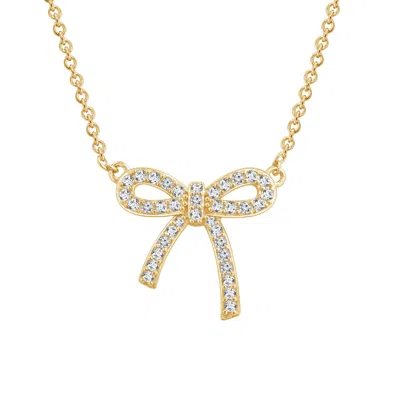 Kiera Women's Yellow  Lab Grown Diamond Accent Bow Pendant Necklace