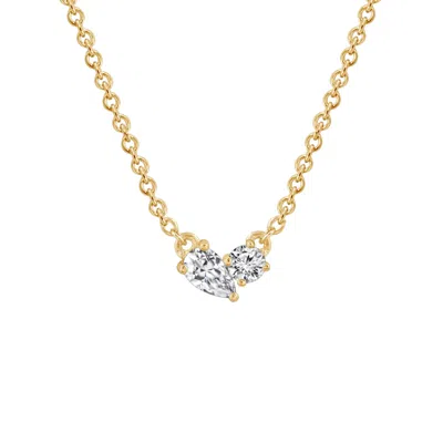 Kiera Women's Yellow Lab Grown Diamond Asymmetric Two-stone Cluster Necklace