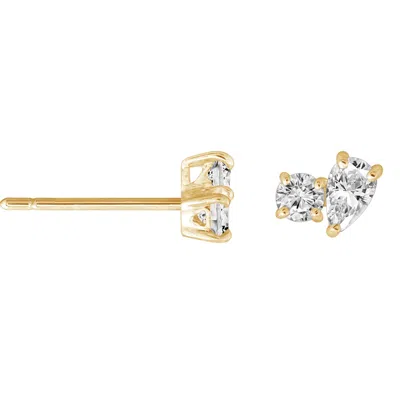 Kiera Women's Yellow Lab Grown Diamond Asymmetric Two-stone Cluster Stud Earrings