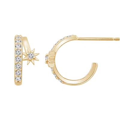 Kiera Women's Yellow Lab Grown Diamond Starburst Open Hoop Earrings
