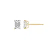 Kiera Women's Yellow Lab-grown Diamond Two Carats Emerald Solitaire Stud Earrings In Yellow
