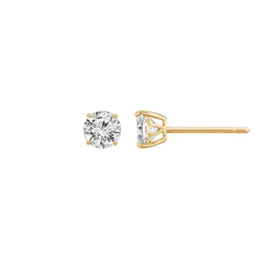 Kiera Women's Yellow Lab-grown Diamond Half Carat Round Solitaire Earrings