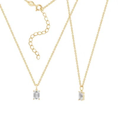 Kiera Women's Yellow Lab-grown Diamond One Carat Emerald Solitaire Pendant Necklace