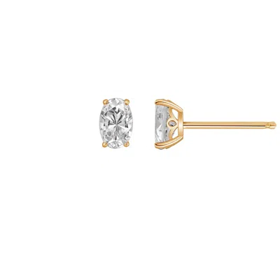 Kiera Women's Yellow Lab-grown Diamond One Carat Oval Solitaire Earrings