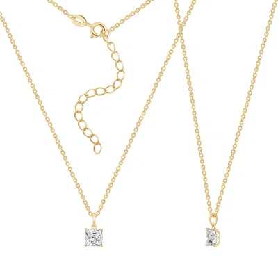 Kiera Women's Yellow Lab-grown Diamond One Carat Princess Solitaire Pendant Necklace