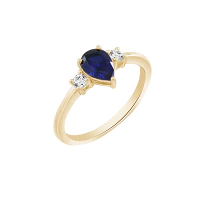 Kiera Women's Yellow Pear Cut Sapphire With Lab Grown Diamond Three Stones Ring In Blue