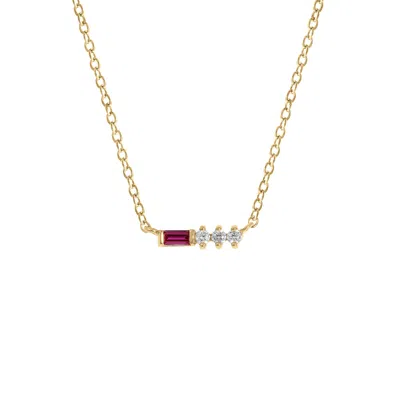 Kiera Women's Yellow Ruby Baguette With Round Lab Grown Diamond Bar Pendant Necklace In Gold