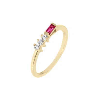Kiera Women's Yellow Ruby Baguette With Round Lab Grown Diamond Bar Ring In Gold