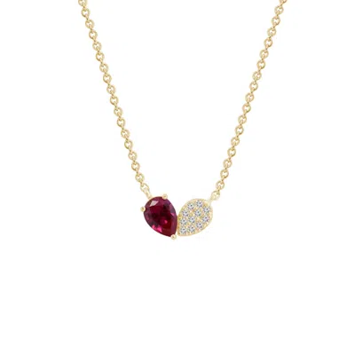 Kiera Women's Yellow Ruby Pear With Lab Grown Diamond Accent Heart Saphed Pendant Necklace In Gold