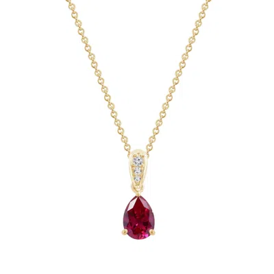 Kiera Women's Yellow Ruby Pear With Lab Grown Diamond Accent Pendant Necklace In Gold