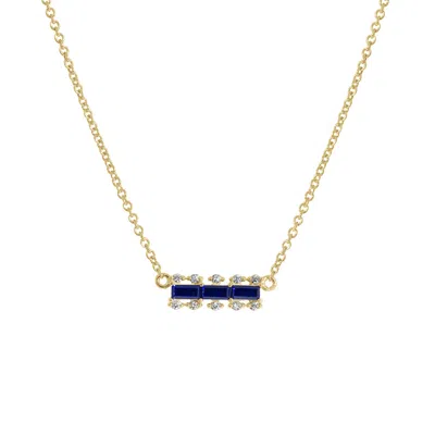 Kiera Women's Yellow Sapphire Baguette With Lab Grown Diamond Accent Bar Pendant Necklace In Gold