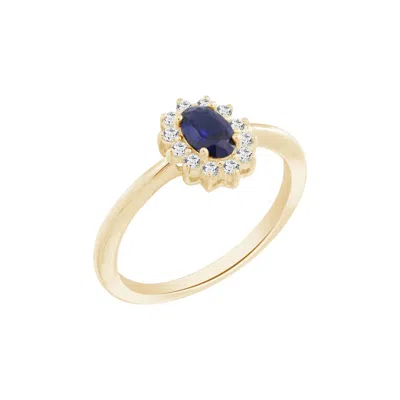 Kiera Women's Yellow Sapphire Oval With Lab Grown Diamond Accent Halo Ring In Gold