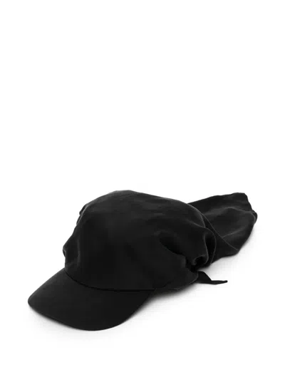 Kijima Takayuki Draped Silk Cap In Black
