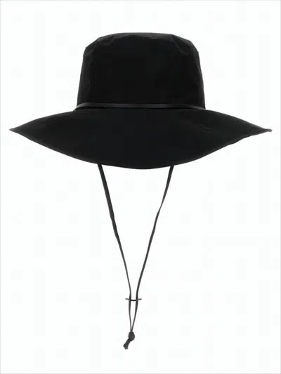 KIJIMA TAKAYUKI WIDE-BRIMMED BLACK HAT WITH ADJUSTABLE CHIN STRAPS