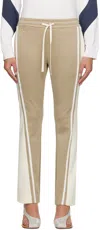 Kijun Beige & Off-white Flared Tape Track Pants In Beige/ Cream