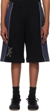 Kijun Black & Blue Paneled Shorts In Black/navy