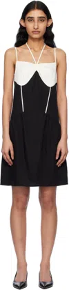 Kijun Black & Off-white Blocked Camisole Minidress In Black/ivory