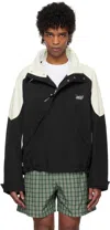 Kijun Black & Off-white 'odyssey' Shell Jacket In Black/ivory