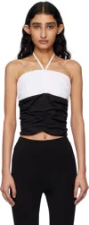 Kijun Black & Off-white Shirring Halter Top In Black/off-white