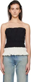 Kijun Black & Off-white Shirring Mono Tube Top In Black Ivory