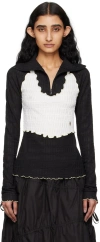 Kijun Black Half-zip Wrinkle Top In Black White