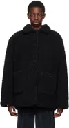 Kijun Black Shearling Half Coat In Black