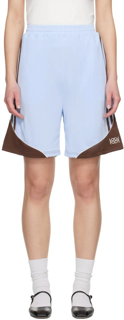 Kijun Blue & Brown Football Shorts In Skyblue